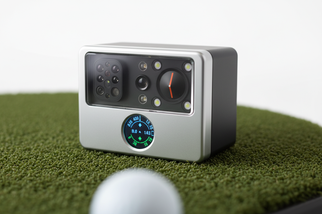 Launch monitor device close-up