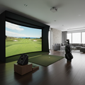 Premium golf simulator system with projection screen and launch monitor