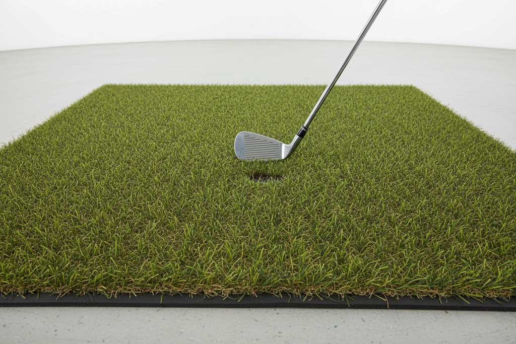 Premium golf simulator mat with realistic turf
